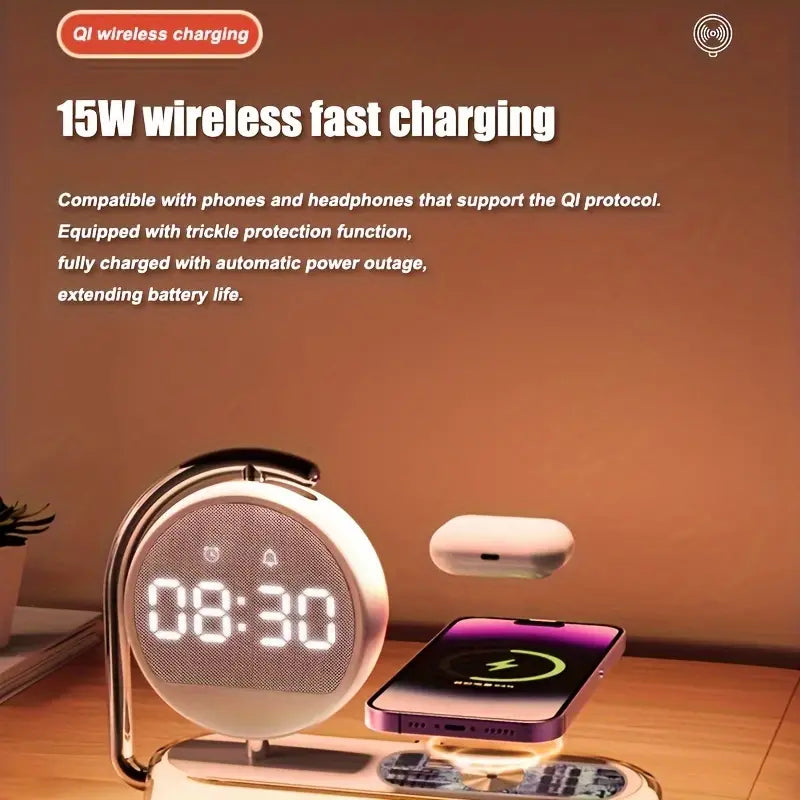 NNETM Fantasy Tropical Night Light & Wireless Charger Stand with Digital Alarm Clock-1